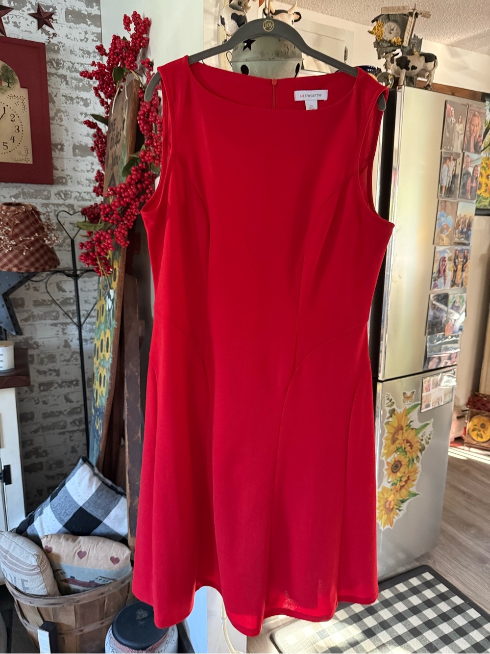 Liz Claiborne Red Sleeveless A-Line Dress